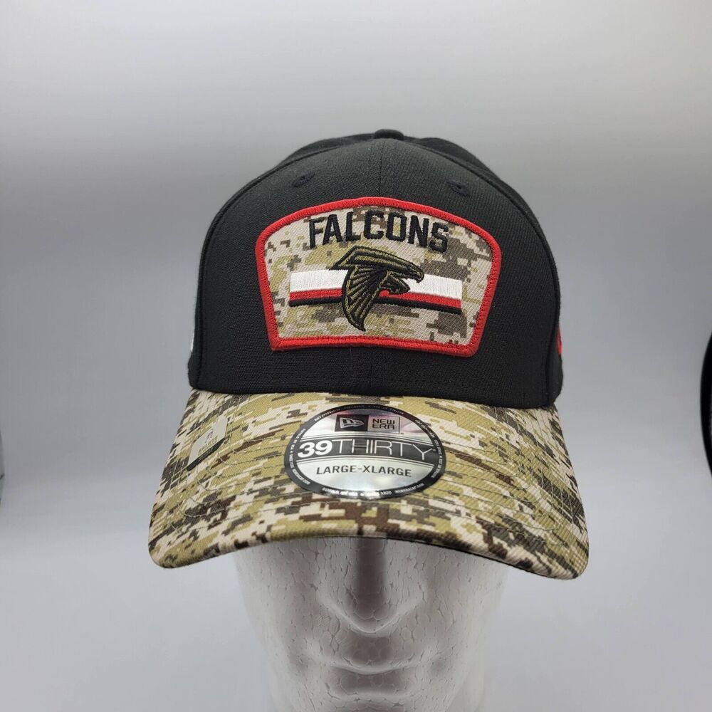 New Era Atlanta Falcons Mens 39THIRTY Flex Hat L/XL Camo 2021 Salute To Service